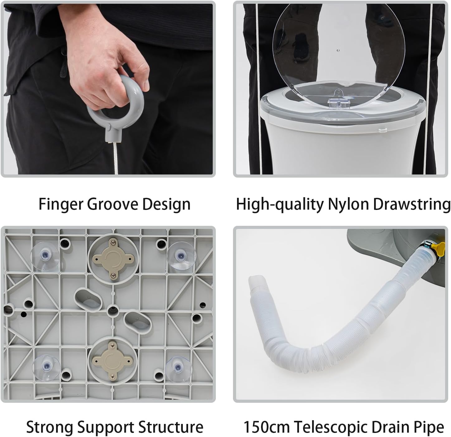 2.4Gal Manual Clothes Dryer Portable Mini Dryer for Clothes, Foot Powered Compact Spin Dryer Machine, Non Electric Laundry Dryer for RV, Camping, School, Apartment, Dorm (White)