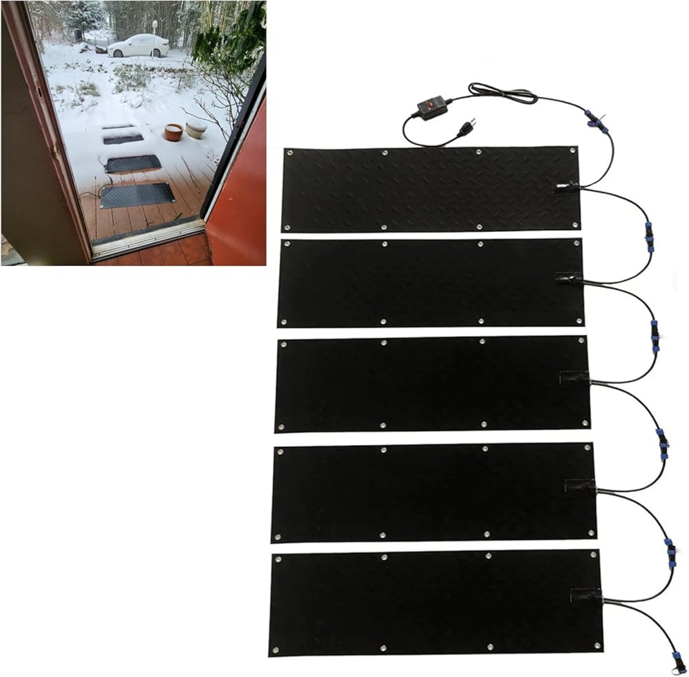Heated Walkway Mats for Entrances, Non-Slip Heated Outdoor Mats to Melt Snow,Heated Stair Mats Heated Driveway Pad,Winter Heated Snow Melting Mats Removal and Ice Melt Products(Size:10