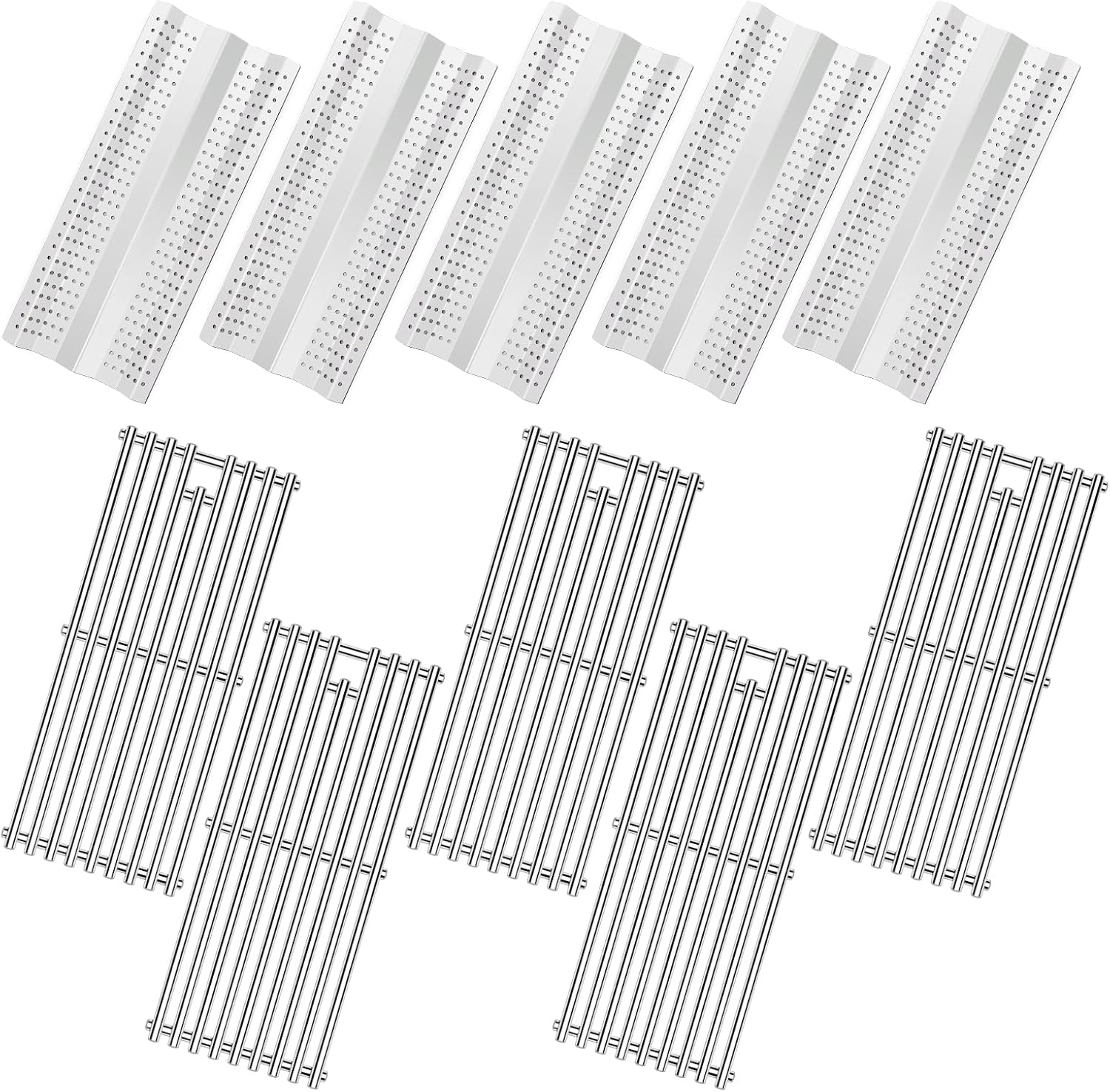 5 Pcs Stainless Steel 9MM Cooking Grates With 5Pcs Flame Tamer for Blaze Grill Parts,For Blaze 5 Burner Grill Model BLZ-5LP,BLZ-5LP-Cart,BLZ-5LTE-LP,BLZ-5LTE-NGBLZ-5LTE2-LP,BLZ-5LTE2-NG,BLZ-5NG-Cart