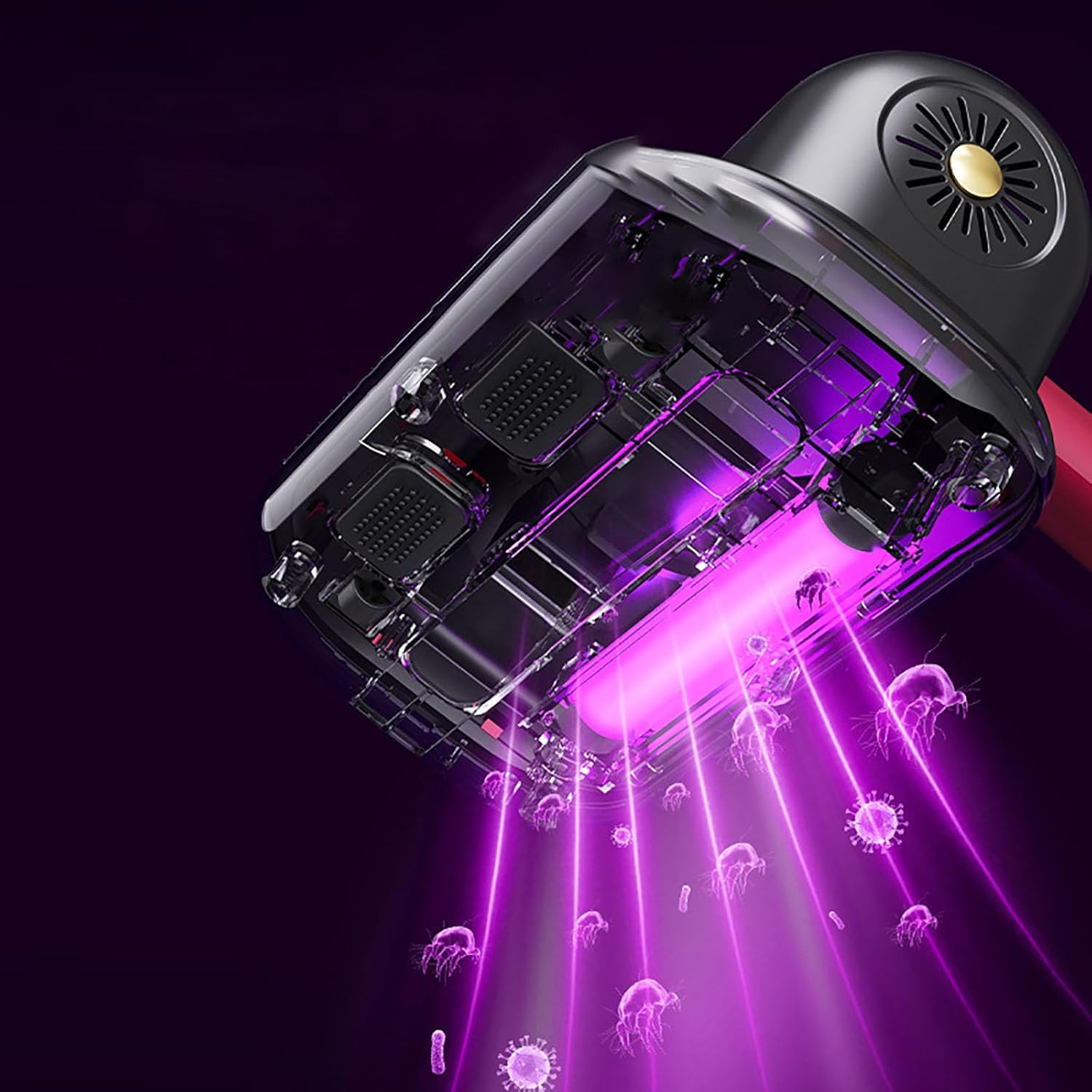 Handheld UV Mattress Vacuum Cleaner, High-Frequency Deep Cleaning Dust Remover with 10Kpa Suction, Cordless, Low Noise, Vibrates 8,000 Times/Minute for Pillows, Sofas, Brown