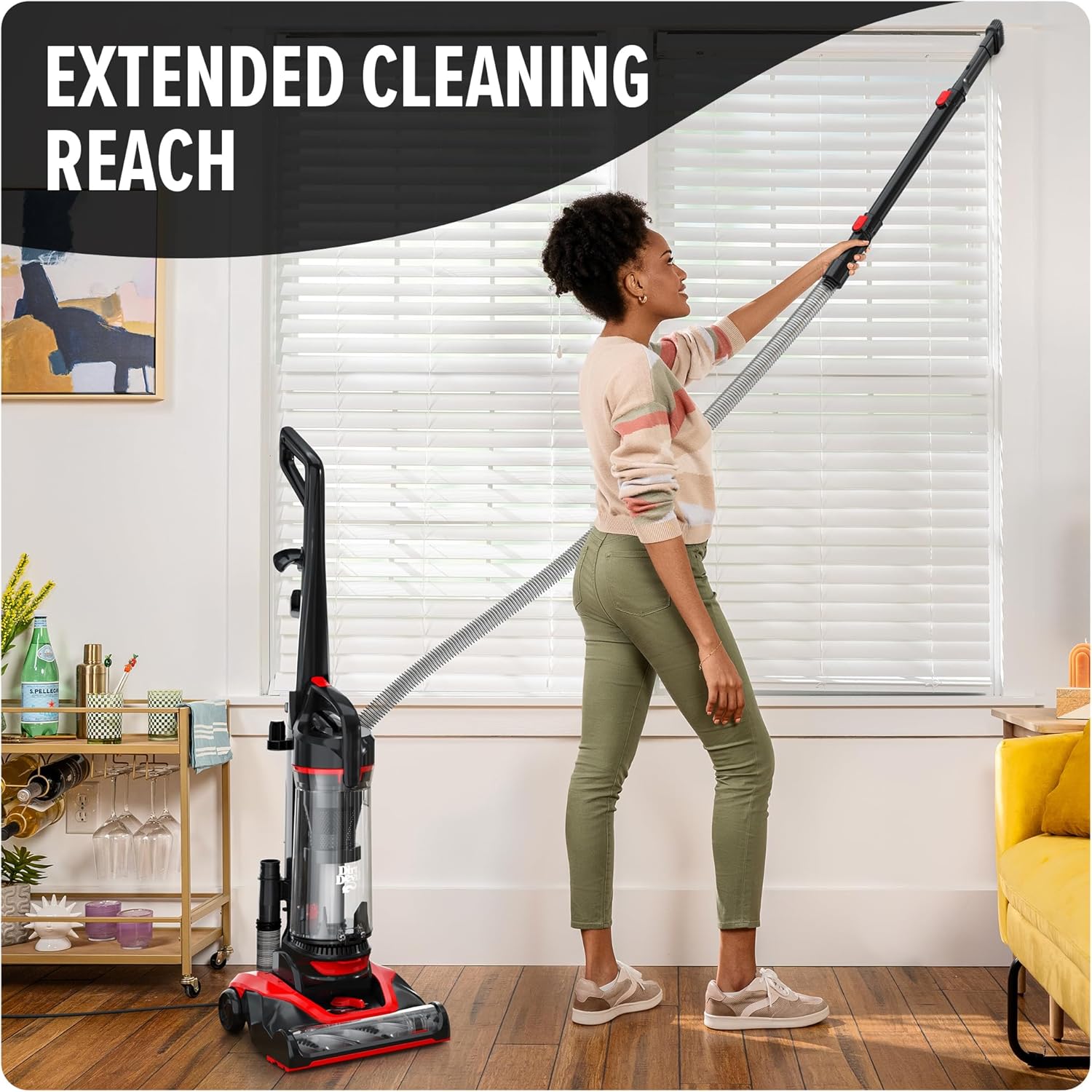 Dirt Devil Multi-Surface Extended Reach+ Upright Bagless Vacuum Cleaner for Carpet and Hard Floor, Powerful, Lightweight, Corded Vacuum Cleaners for Home Use
