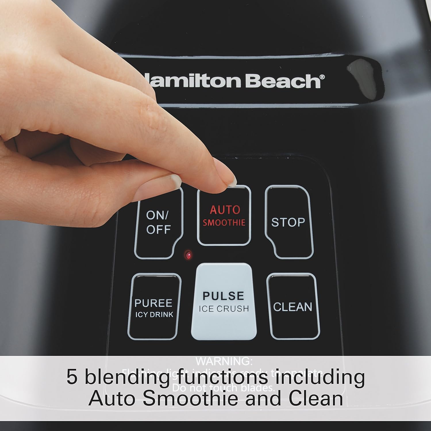 Hamilton Beach Smoothie Smart Blender with 5 Functions & 40oz Glass Jar for Shakes and Smoothies, Black (56207)