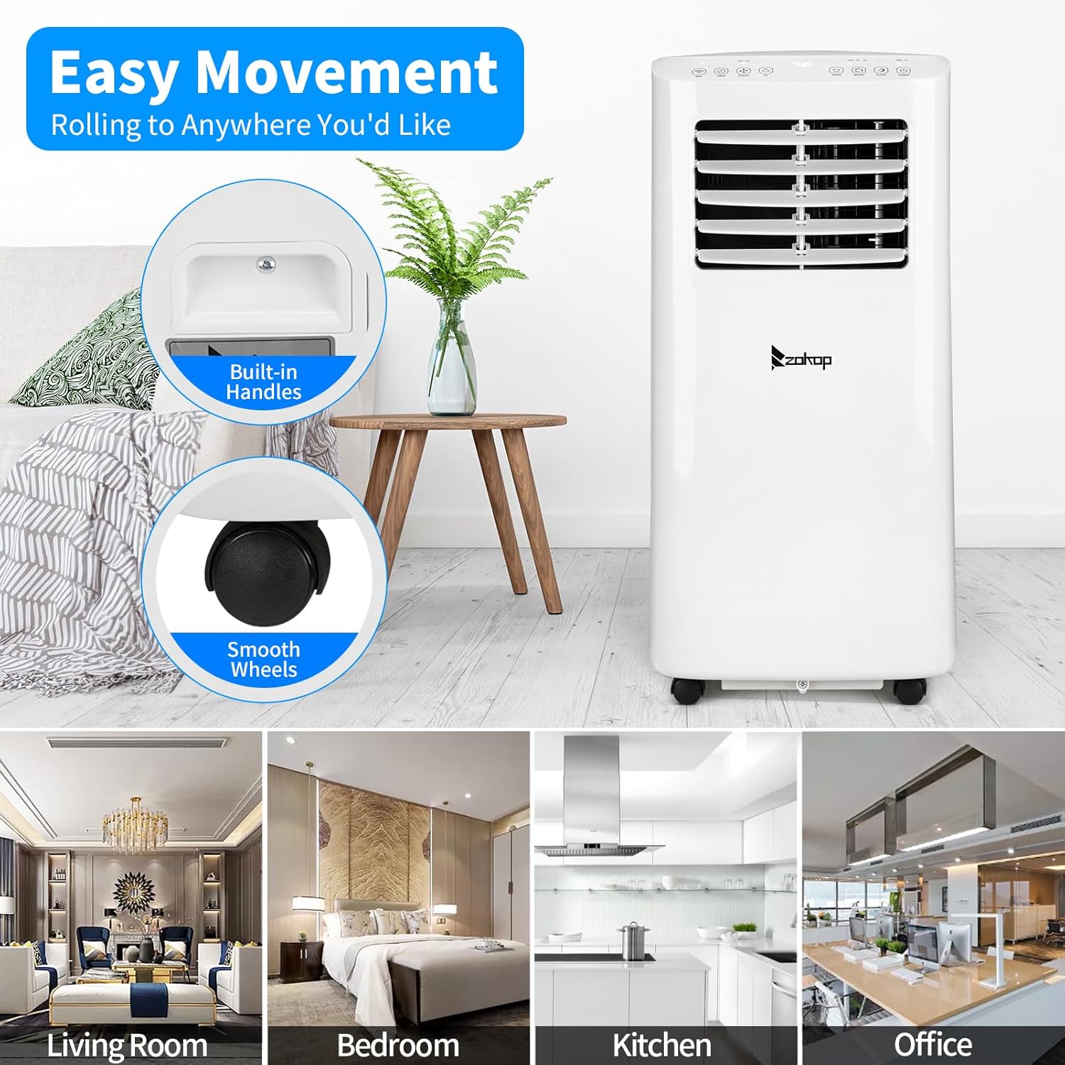 Winado Portable Air Conditioners 8000 BTU for Room Up to 200 Sq.Ft, 3-in-1 WiFi Portable AC Units with Remote Control/24Hrs Timer/Smart Memory, Air Cooler for Garage/Office/Bedroom