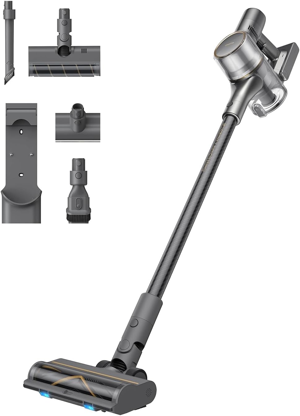 DREAME R20 Cordless Vacuum Cleaner with Dual Brush Head, Smart Stick Vacuum for Home, 190AW Powerful Suction, Up to 90 Mins, Blue Lights, Lightweight for Hard Floor, Carpet, Pet Hair