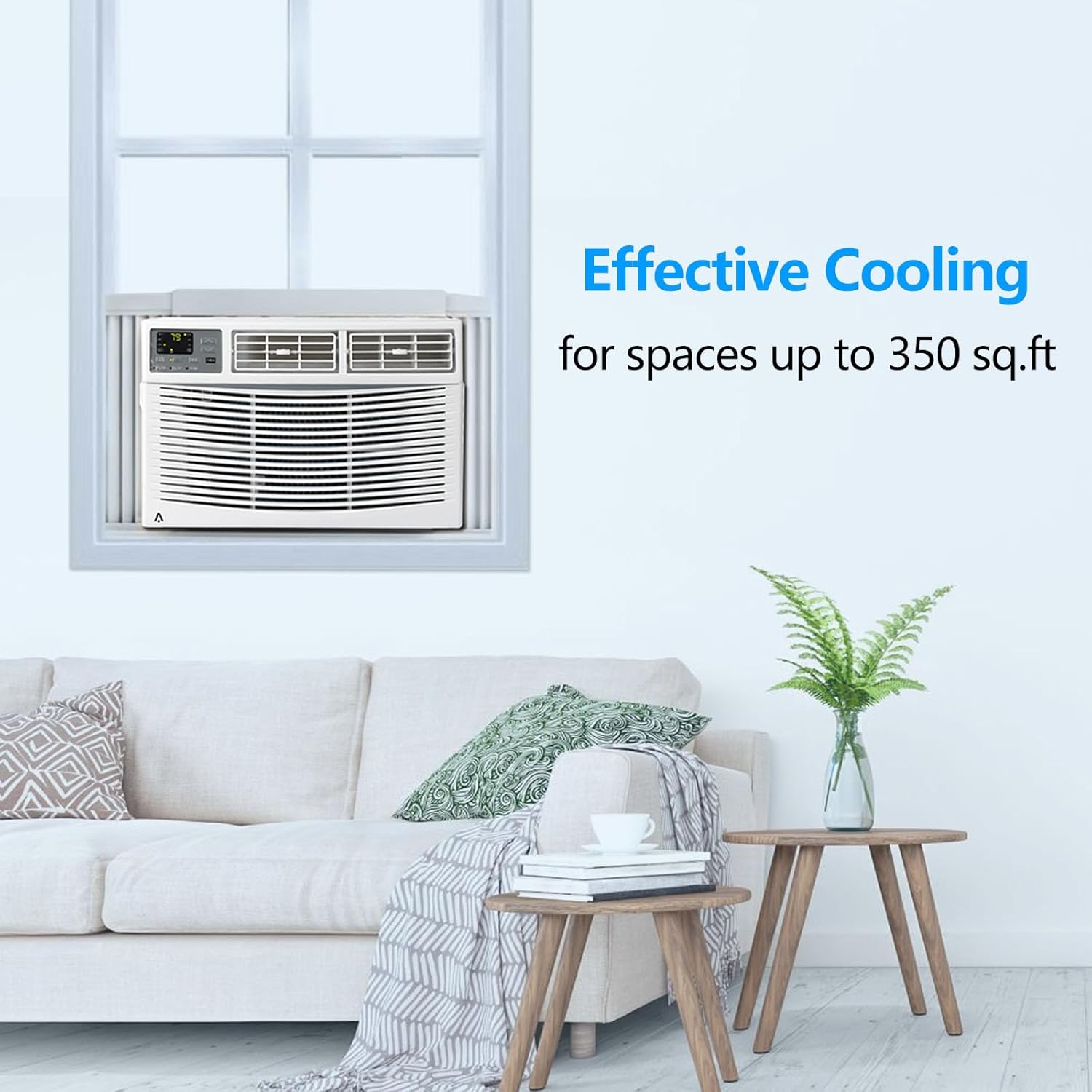8000 BTU Window Air Conditioner, Cools Up to 350 Sq. Ft, 3 Cooling & Fan Speeds, Energy Efficient, Perfect Ac Window Unit for Bedroom, Living Room, Home Office