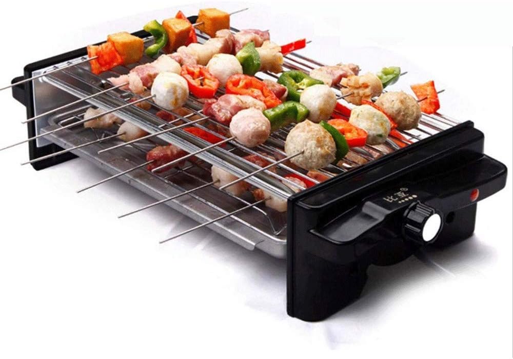 Grill Outdoor Barbecue Grill Double Electric Grill -Electric Indoor Searing Grill Removable Easy-to-Clean Nonstick Plate, 6-Serving, Extra-Large Drip Tray, Stainless Steel