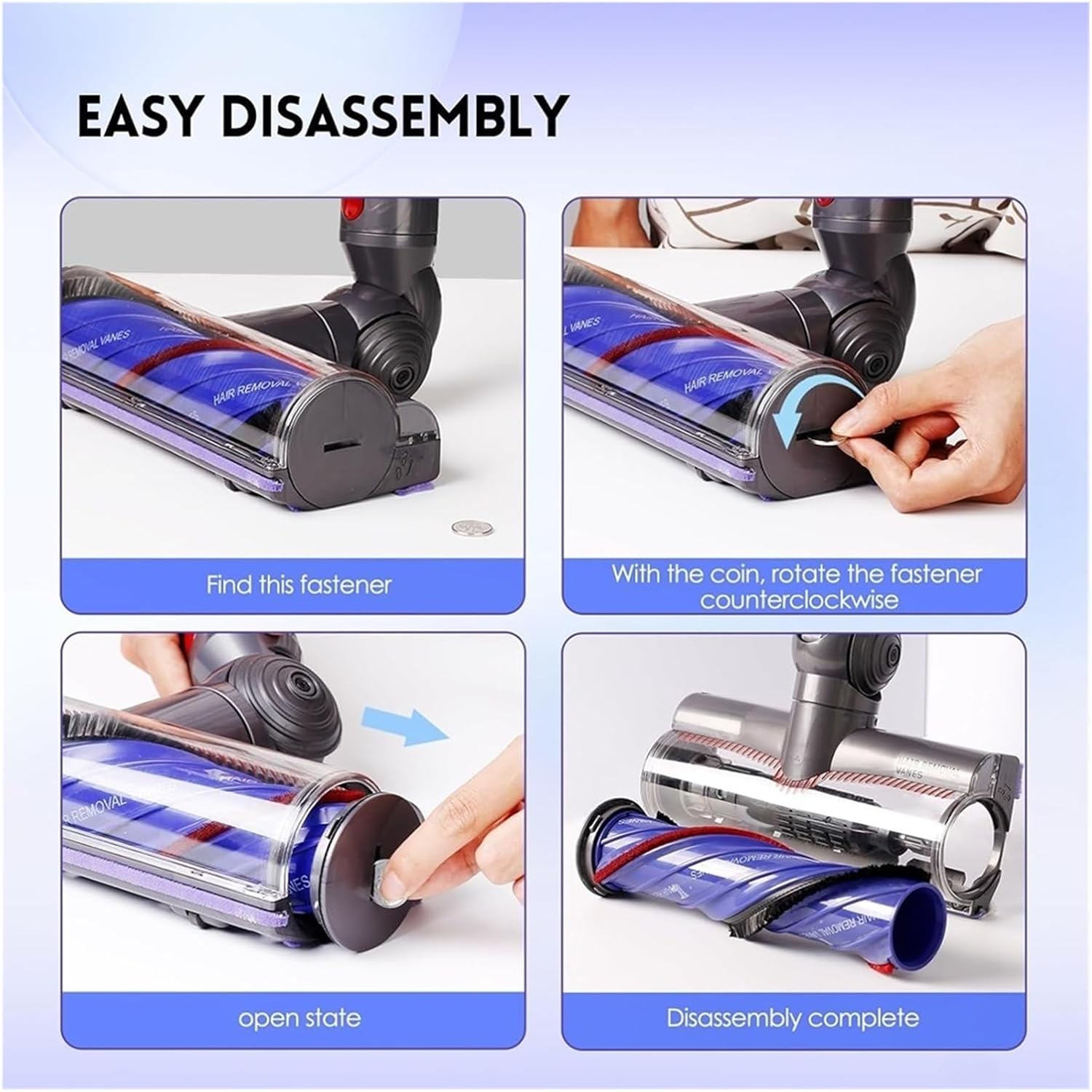 Cordless Vacuum Cleaner Parts Turbine Floor Brush HeadDirect Drive Motor Cleaning Head，Compatible for Dyson， V7 V8 V10 V11 V15