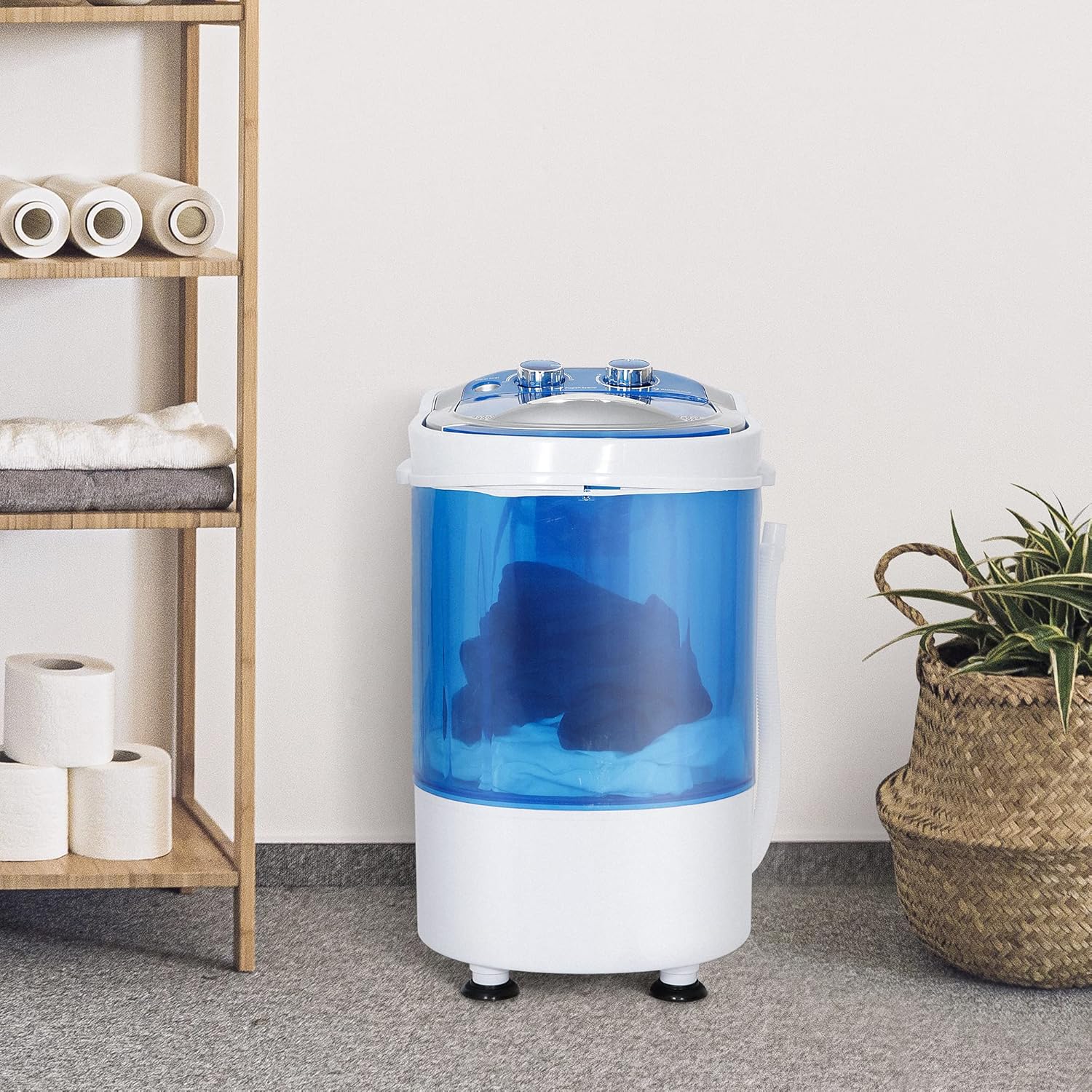Portable Mini Washing Machine，Small Compact Laundry 4.4lbs Capacity Washer w/Spin Cycle Basket and Drain Hose Drum Washing Machine