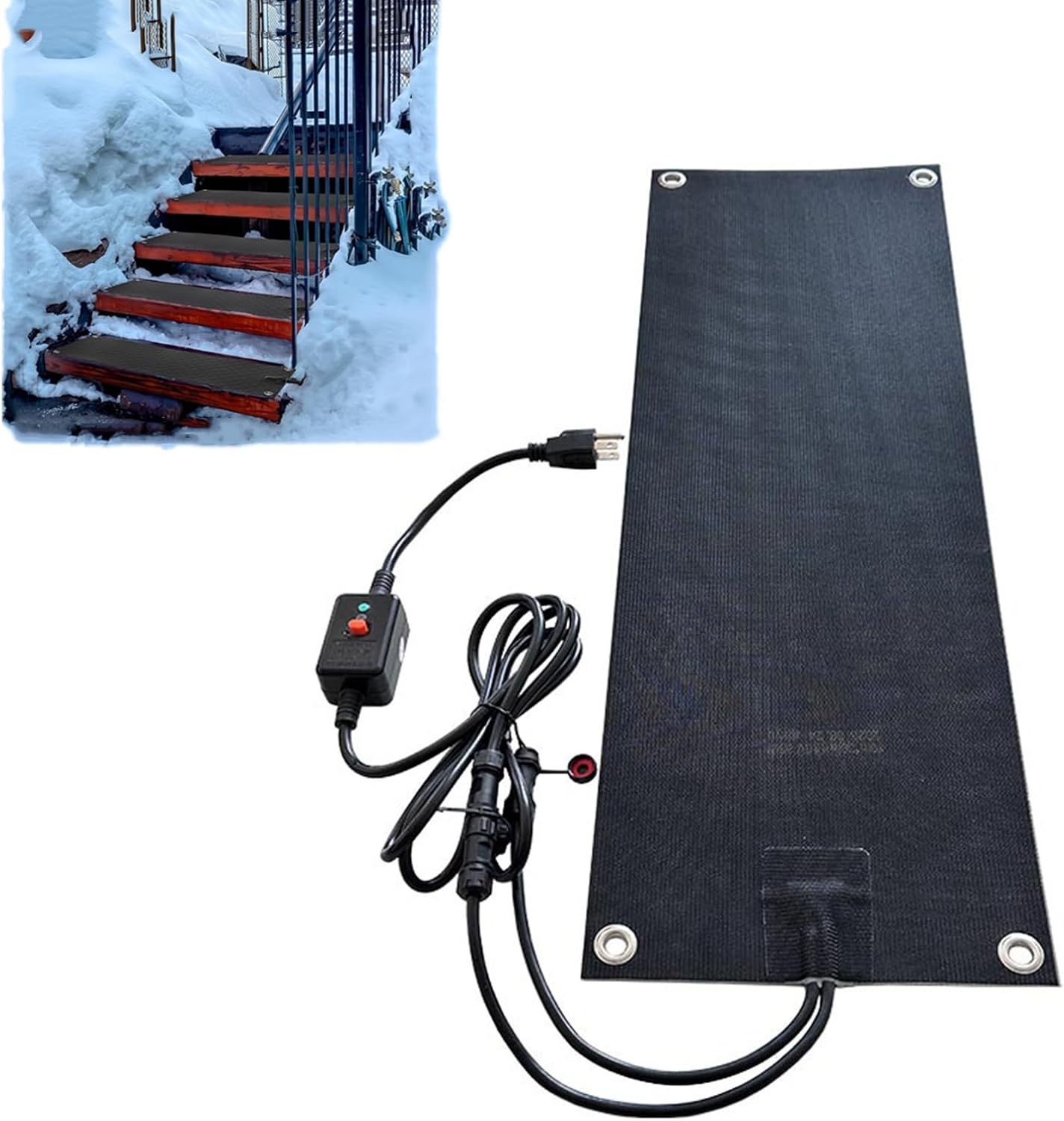Heated Snow Melting Mat, No-Slip Rubber Heated Mats, Electric Snow and Ice Melting Mats for Winter Outdoor Stairs,Steps,Doorways,Walkways,Driveway(10Pcs)