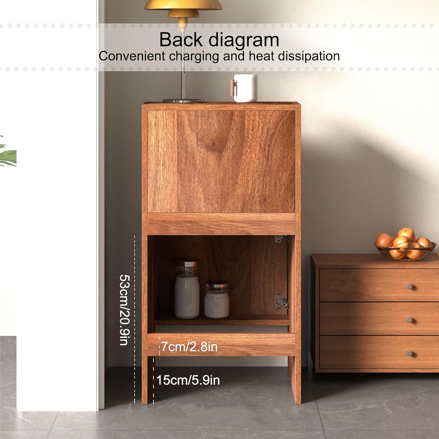 Robot Vacuum Stand Cabinet, Storage Cabinet with Doors and Drawers for Robot Vacuum Cleaner, End Side Table for Home Office, Home Furnishing Night Stand(Yellow,50 * 50 * 65cm)