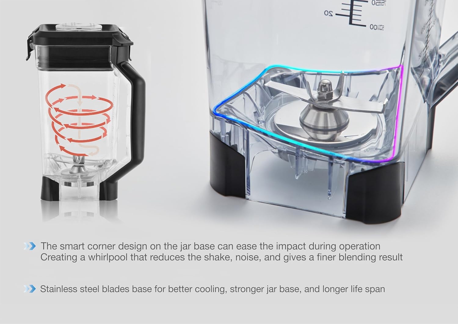 HiCFM Blender, 70 Oz Tritan Jar 2000 Watts 3 Functions for Smoothies, Ice, Sauce with Autonomous Clean, Stainless Steel Blade & Wave Action System