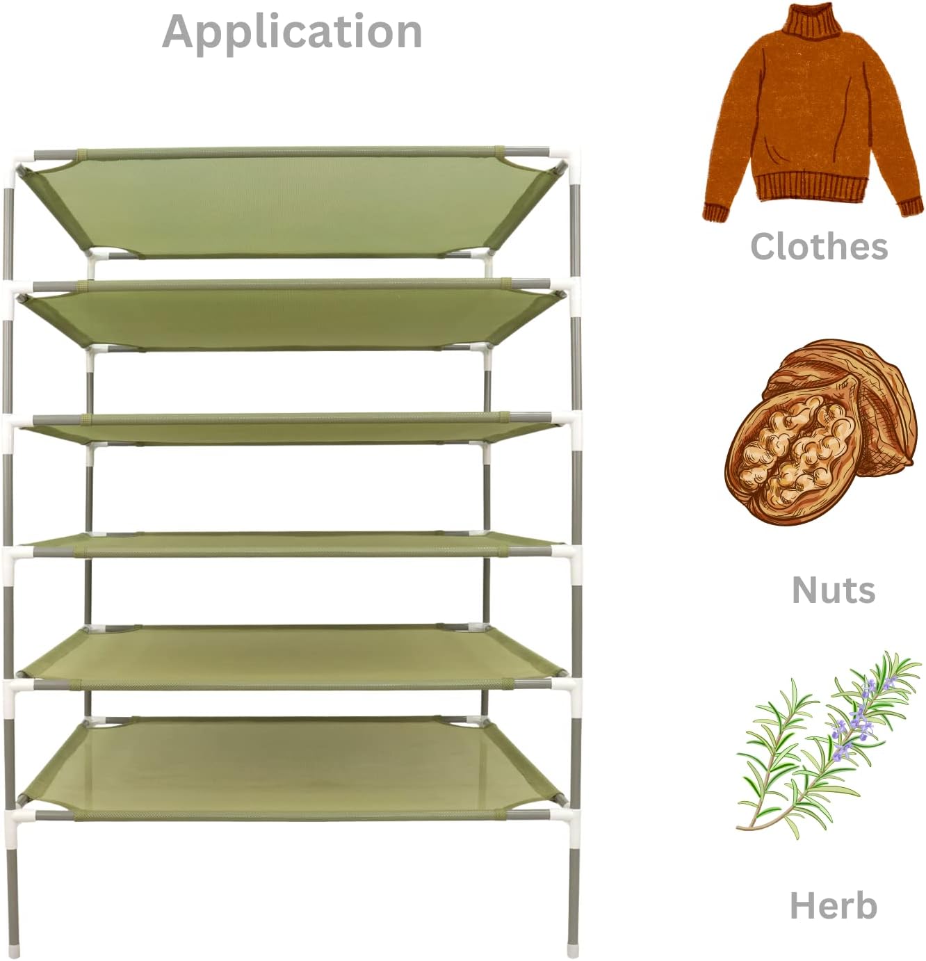 Sweater Drying Rack,6-Layer Flat DryingRack Stackable, Mesh Fabric Clothes Drying Rack Space-Saving Clothes Dryer Rack