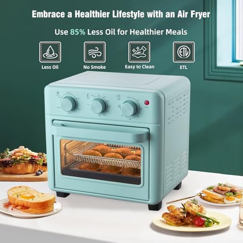 Novaspark Air Fryer Toaster Oven Combo, Retro Convection Oven Countertop,16QT Small Toaster Oven, 4-slices or 9