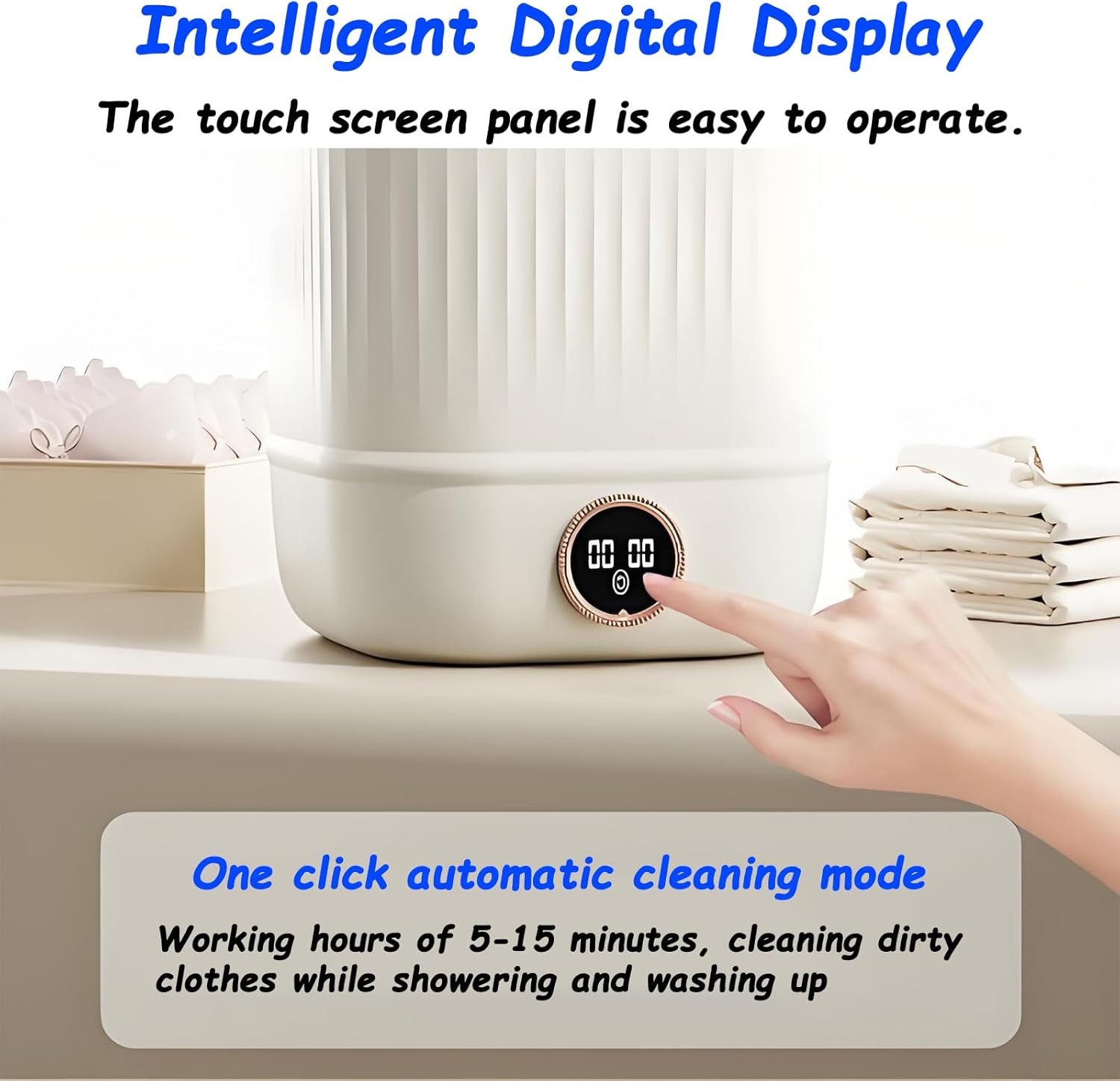 Mini Laundry Machine And Drying, Portable Mini Washing Machine For Underwear, Small Washing Machines For Apartments, Dorm,RV, Travel(Size:11.02 * 11.02 * 12.59in,Color:green) (Beige)