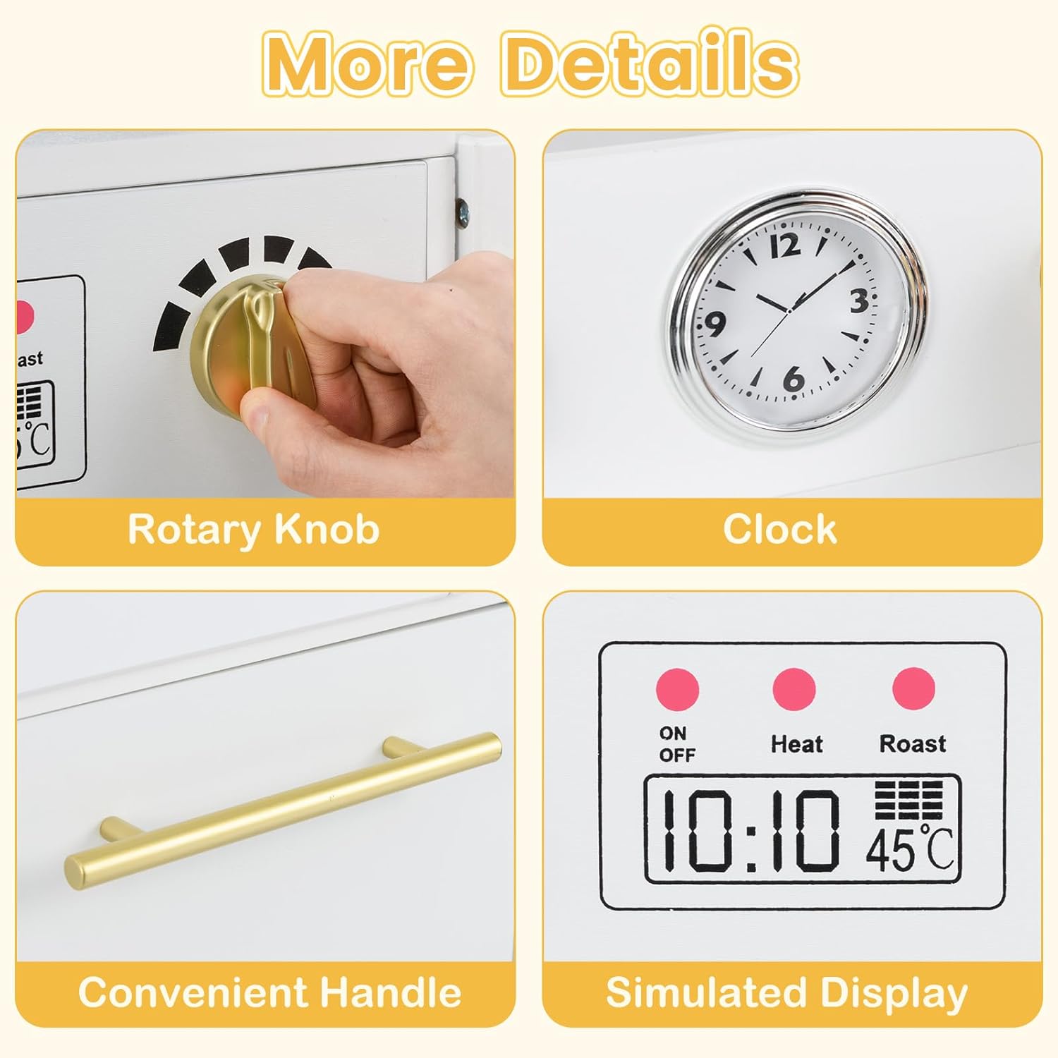 INFANS Play Kitchen Set, Kids Children Pretend Toy Kitchen 2-Piece Playset with Refrigerator, Oven, Microwave, Ice Maker, Sink with Faucet, Kitchenware Accessories for Girls Boys Ages 3+