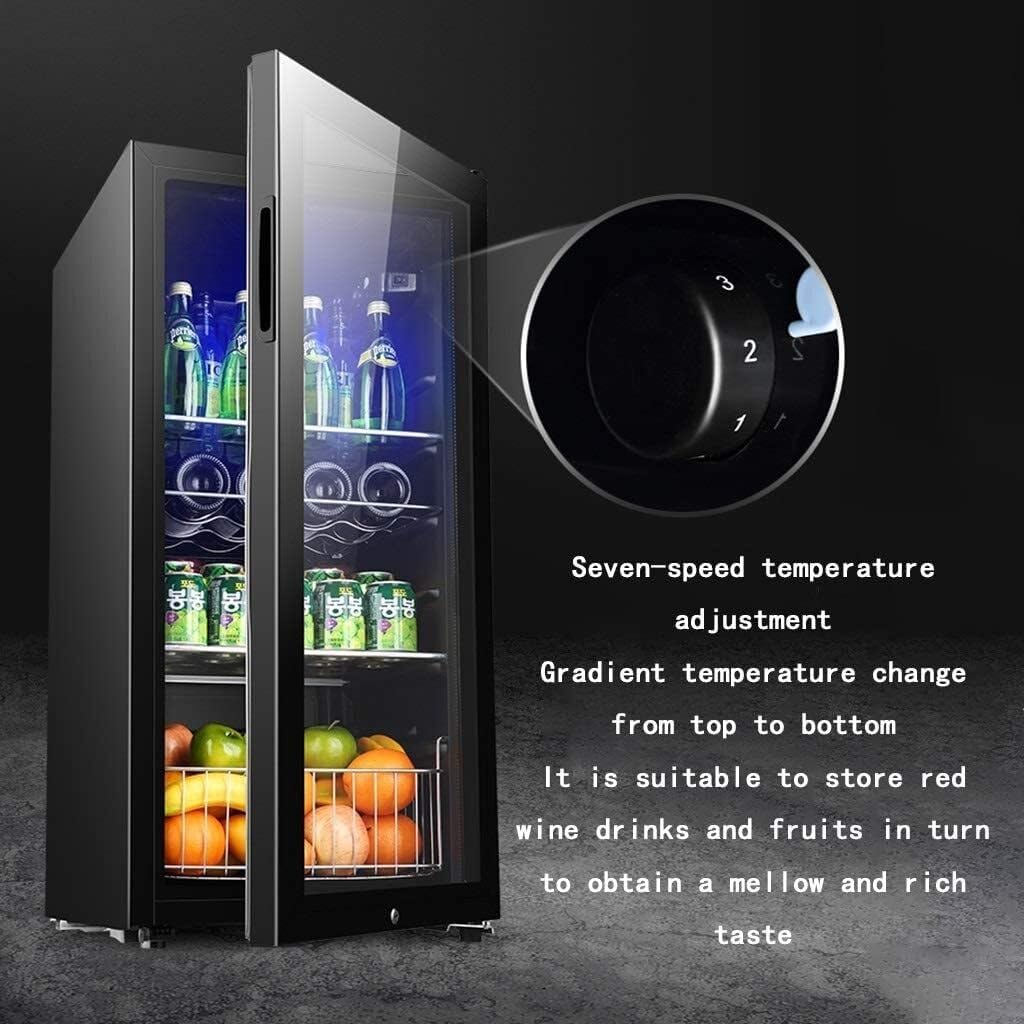 90L Wine Cooler, Adjustable Temperature Party Refrigerator, Silent & Beverage & Food Fresh-Keeping Cabinet, Black, 68cm(68 * 44 * 45cm)