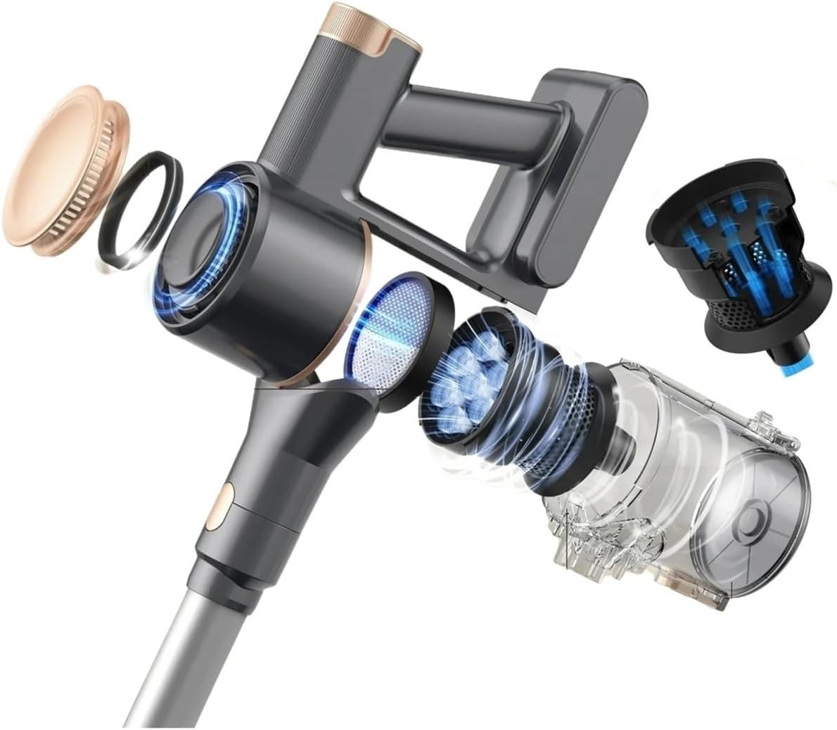 Cordless Vacuum Cleaner 25Kpa Powerful Suction 40 Mins Runtime Lightweight Rechargeable Stick Vacuum Compatible with INSE N8(N8 Blue)