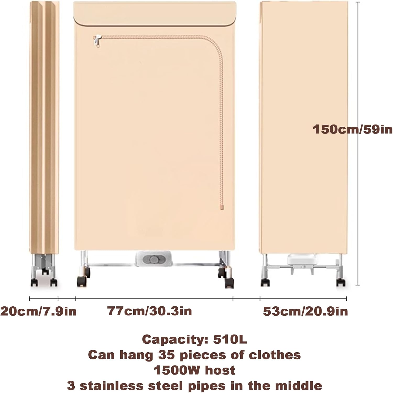 Heated Clothes Drying Rack,Heated Clothes Drying Rack,Portable Clothes Dryer Travel Mini Dryer Machine with Temperature Controller 60-70℃, Electric Clothes Drying for Apartments, Families 1 S