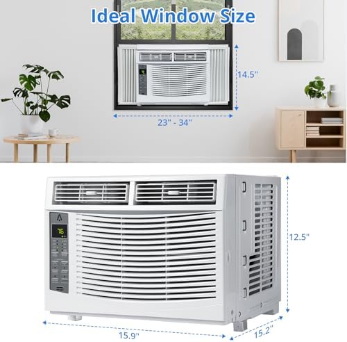 Window Air Conditioner 6000 BTU, Smart Window Air Conditioner AC Unit with Remote/App Control, Cools 250 Sq.ft,110-115V Window Fan for Living Bed Room