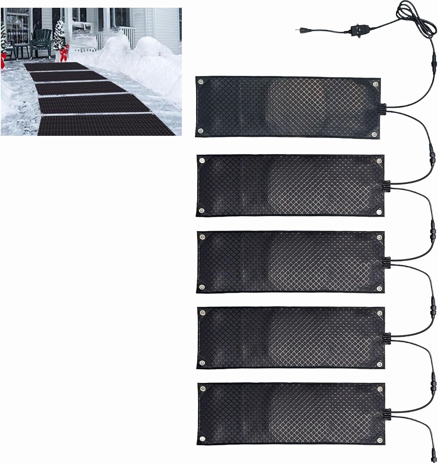 Snow Melting Mat, Heated Snow Melting Mats,Outdoor Heated Driveway Mats,with Power Cord,10