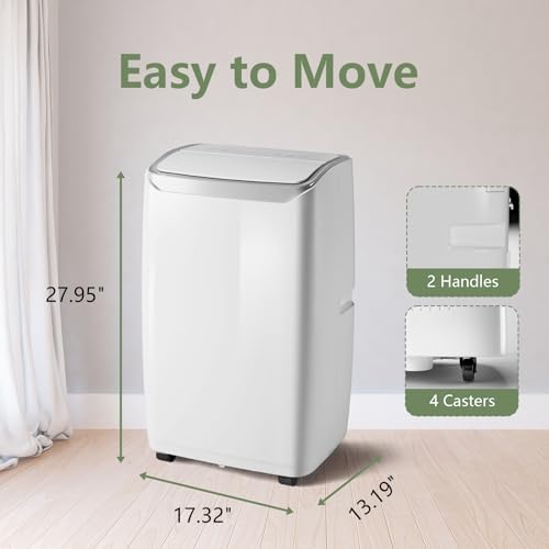 Smart Portable Air Conditioner, 12,000 BTU Portable AC Unit with Follow Me Remote and Window Kit, Smart AC for Rooms Up to 550 Sq. Ft. with Follow Me Remote and Window Kit