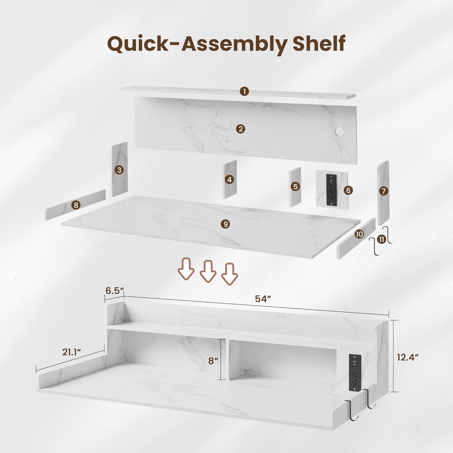 Upgraded 2-Tier Washer and Dryer Countertop with Power Outlet,54