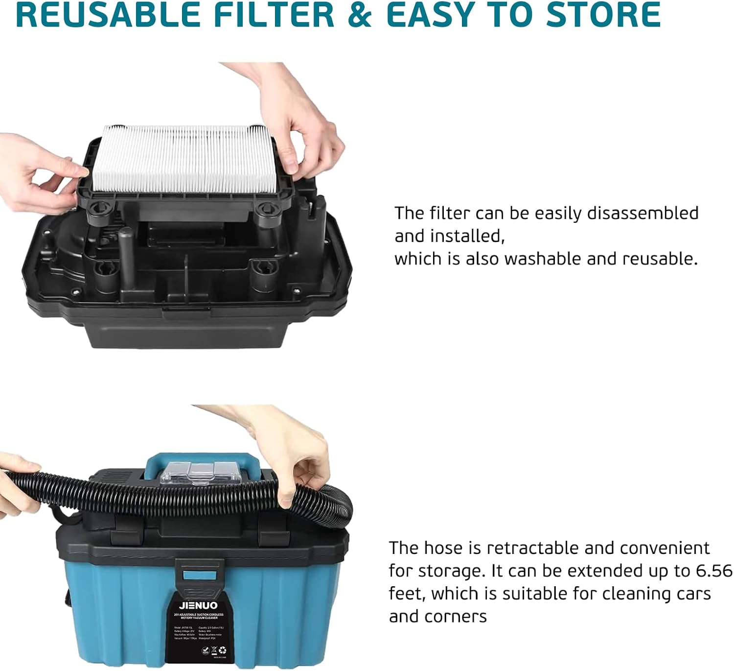 Cordless Shop Vac Compatible with Makita 18V Battery, 2.5 Gallon Brushless HEPA Filter Wet/Dry Vacuum, Portable Shop Vacuum for Home, Car and Workshop (Battery is not Included)