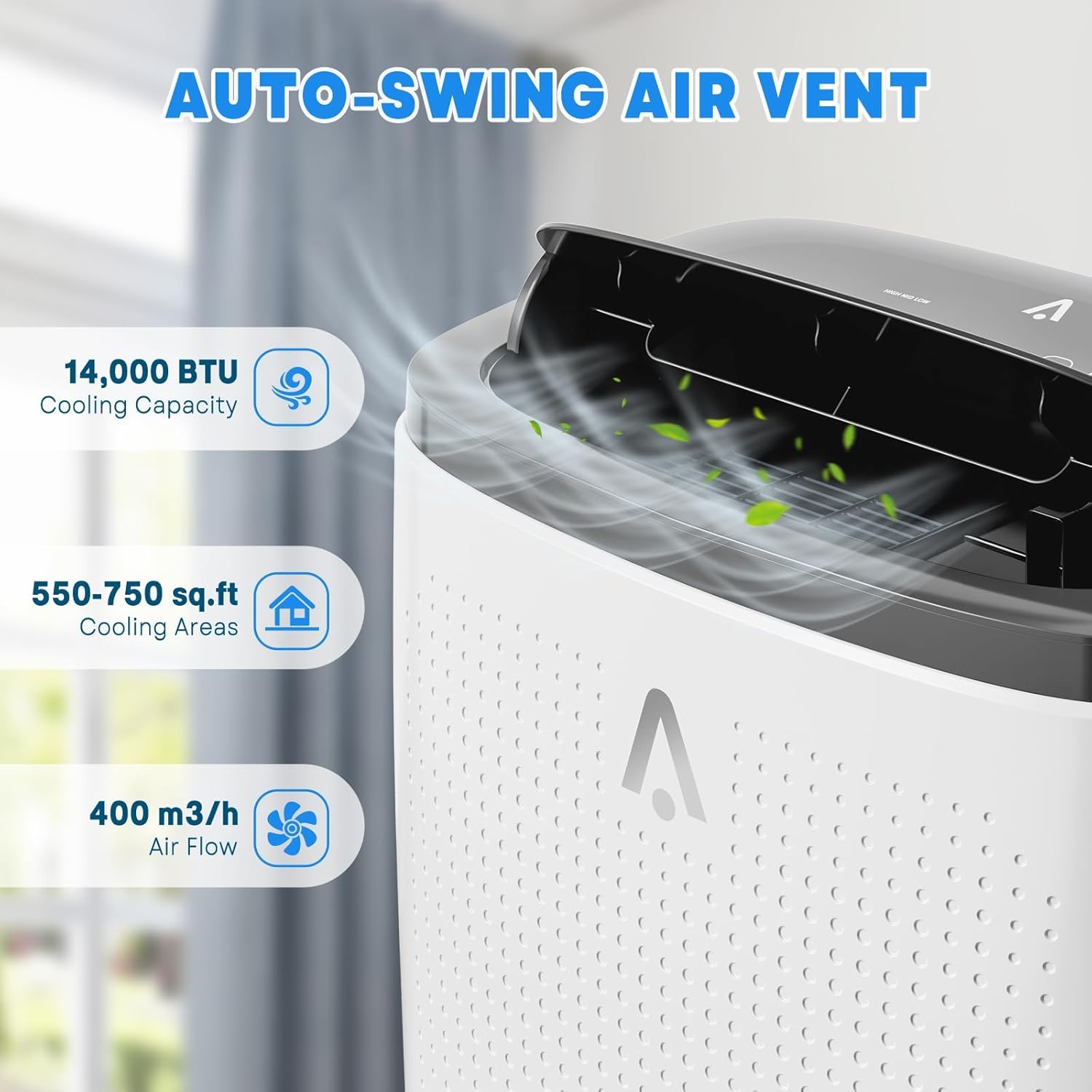 Portable Air Conditioner 14,000 BTU, 3-In-1 Cooling, Dehumidifier & Fan for Rooms, Covering Up to 750 Sq.Ft, Quiet Operation with 24H Timer and Remote