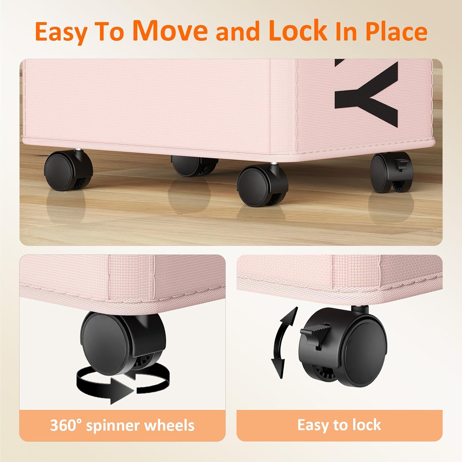 Pink Laundry Basket with Wheels, 90L Rolling Laundry Hamper with Wheels, Nursery Hamper on Wheel with Removable Mesh Bag for Clothes, Bedroom, Bathroom, Dorm