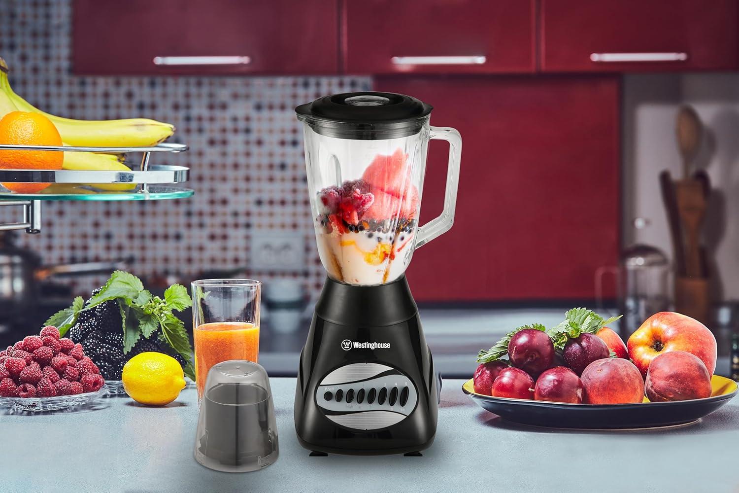 220 Volts Blender WKBEPNG83-1.5L -10 Speed - Pulse Rotation - 500W -Stainless Steel Blade -Glass Jar-Mini Grinder Bundle With Dynastar 220-240 Volts (Not For USE IN USA)