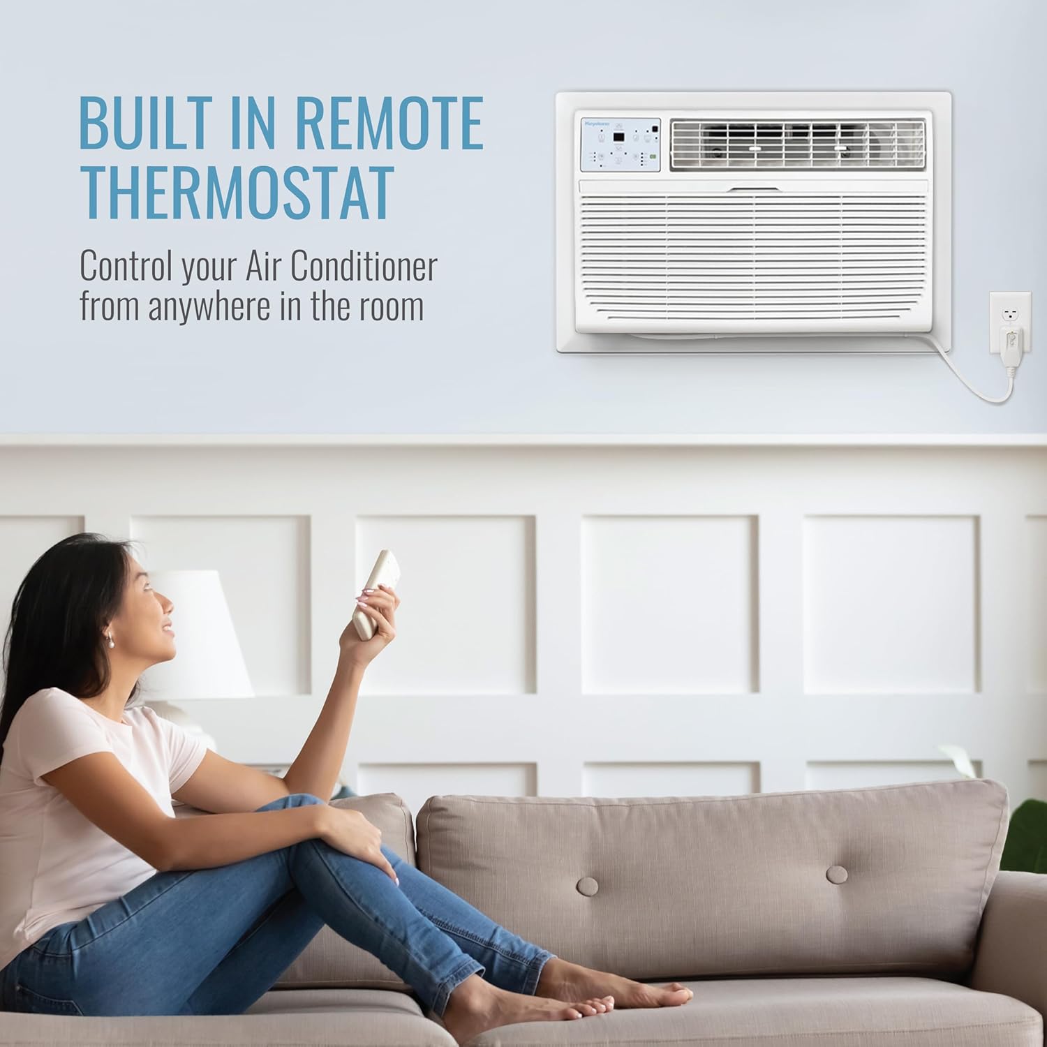 Keystone 14,000 BTU 230V Wall Mounted Air Conditioner & Dehumidifier with Remote Control - Quiet Wall AC Unit for Bedroom, Garage, Nursery, Large Rooms up to 700 Sq.Ft.