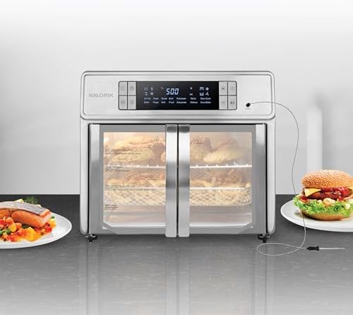 Kalorik Air Fryer Oven MAXX Series 26-Quart Flex Trio with Digital Controls Easy-View Door and 14 Cooking Presets, Converts into Dual 13 Quart Air Fryers, 1700-Watts, Stainless Steel