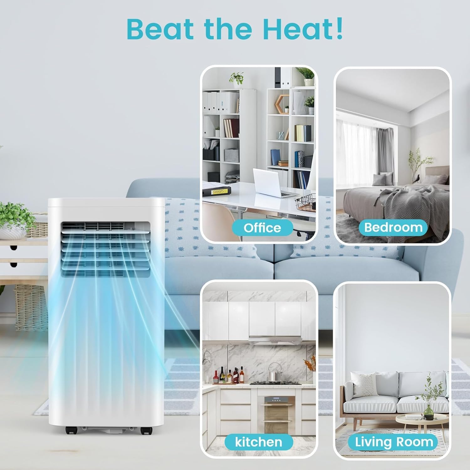 Antarctic Star Portable Air Conditioners Small Portable AC with Cooling, Fan, Dehumidifier Mode, 10,000 BTU, 24H Timer, Cooling up to 450 Sq.Ft. Window Kit Panel, 62ºF and 86ºF Temperature Range