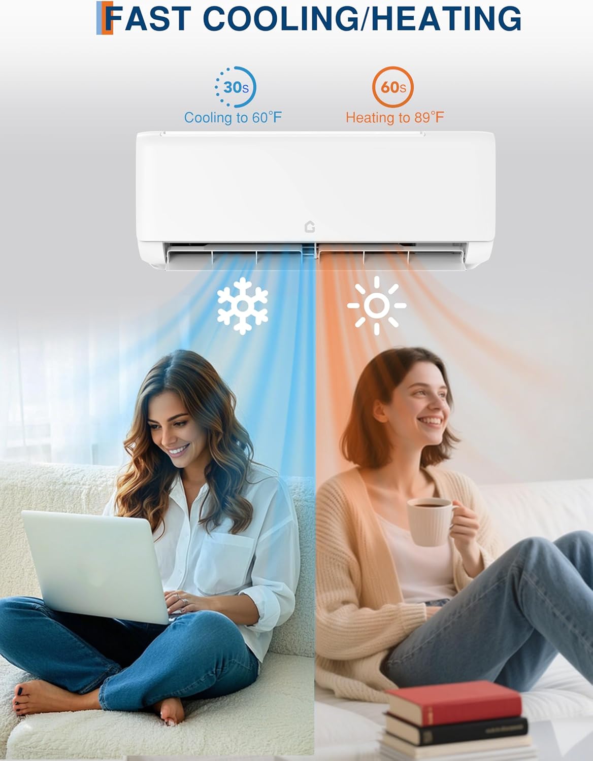 GarveeLife 12,000 BTU Mini Split Air Conditioner with Heater, 21 SEER2 High-Efficiency Ductless Inverter, 230V Smart AC with WiFi and Remote Control, Easy Installation Kit, Cools Rooms up to 750 Sq.Ft
