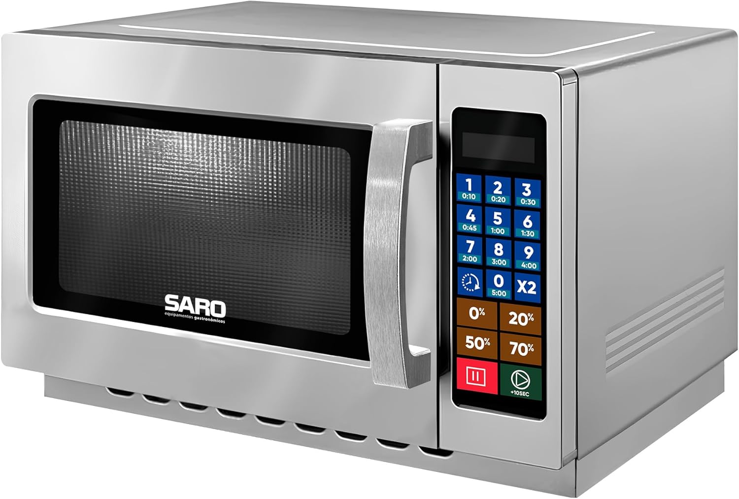 SARO Commercial Microwave Oven, Stainless Steel, 34L/1.2 Cu Ft Capacity, 1000W, Digital Controls, 100 Recipe Memory, LED Display, 55.3x48.8x34.3 cm