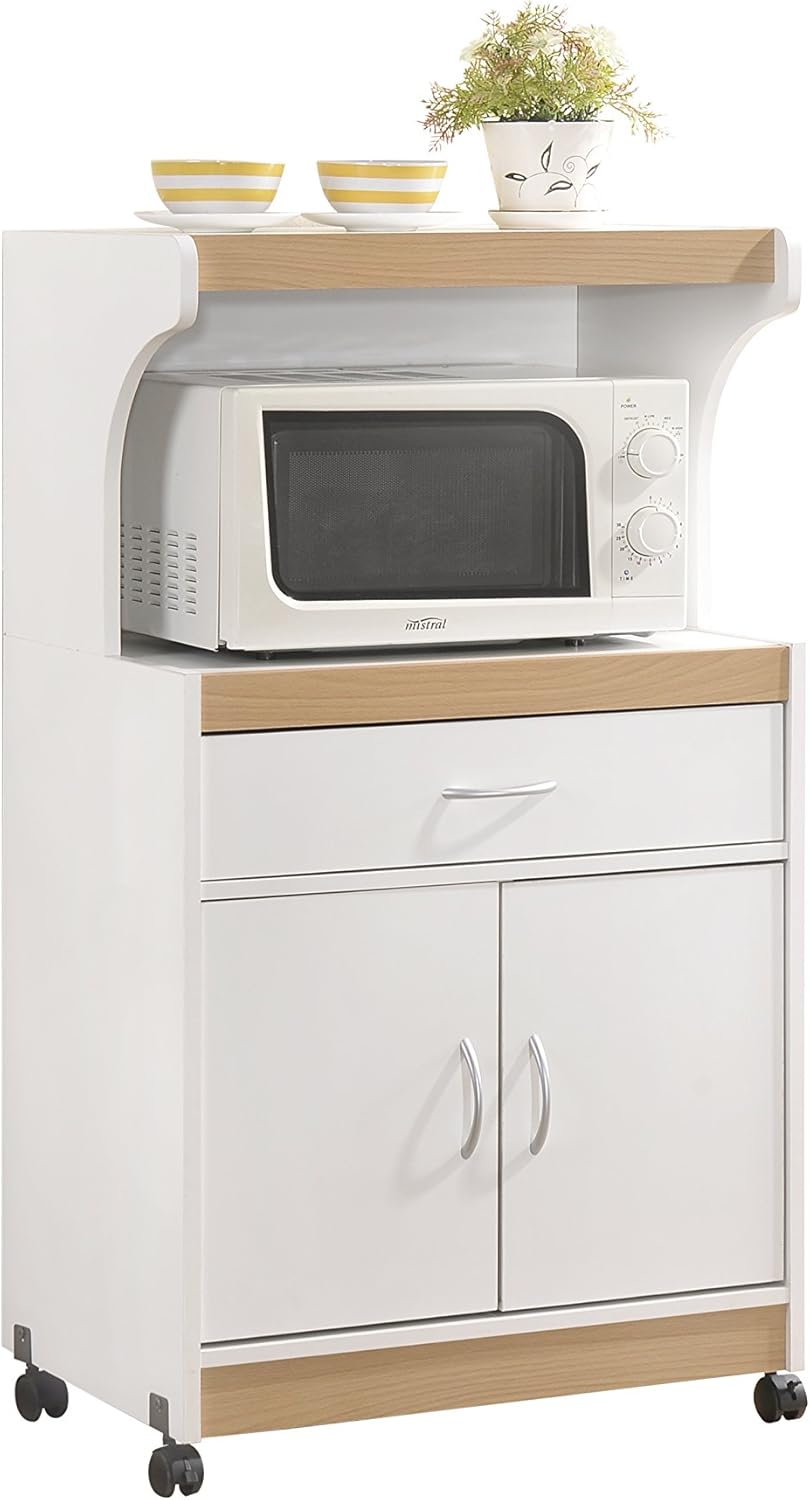 HODEDAH IMPORT Microwave Kitchen Cart, White