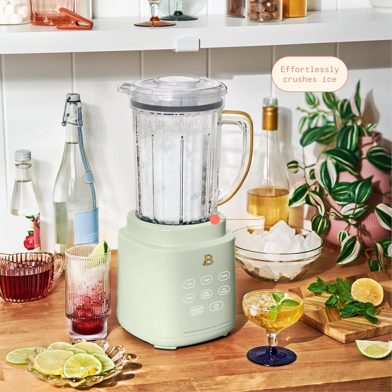 Beautiful PowerExact Blender System with 700W Motor, 50oz Tritan Jar, 20oz Single-Serve Cup, No Drippy Sippy Lid, 3 Speeds & 4 Pre-sets by Drew Barrymore (Sage Green)