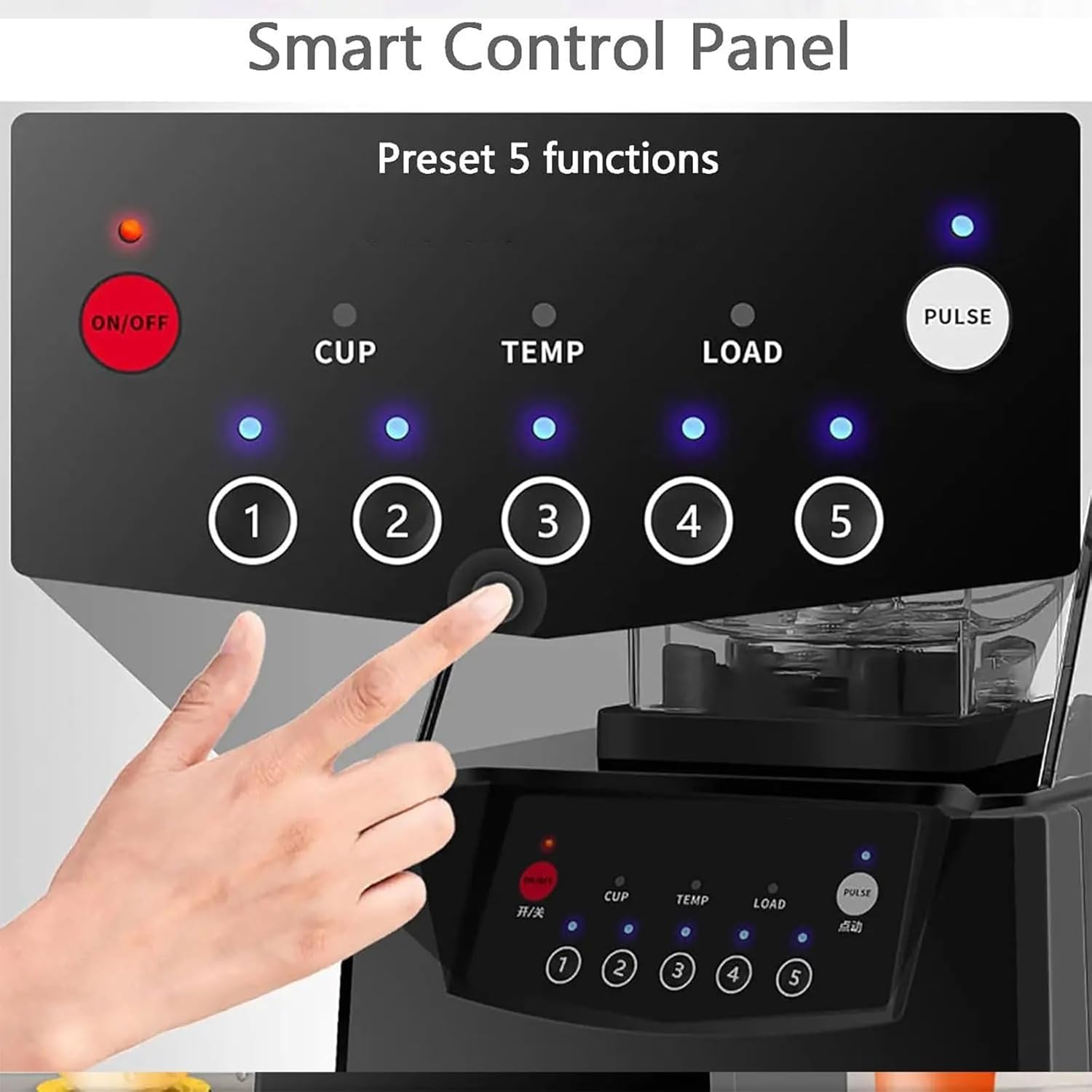 Blenders for Kitchen, 2200W Commercial Slushy Machine with Soundproof Cover, 5 Timer Presets And 17000 RPM Speed Adjustable, 2000ml Large Capacity and Fast Blend, for Bars, Cafes And Restaurants