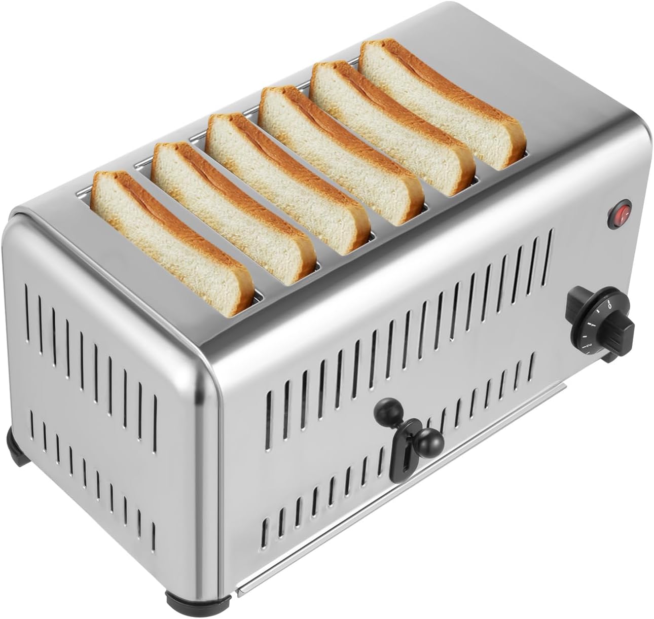 110V Electric 6 Slice Toaster Silver Stainless Steel Conveyor Smart Toaster Machine Cool Touch Toasters Commercial Bread Toaster Baking Machine for Home Bakery Restaurant Kitchen Small Appliances