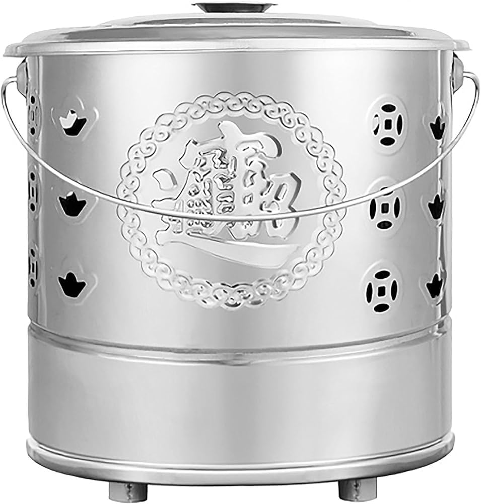 Burn Barrel for Paper Leaf Trash Wood Backyard Bonfire, Outdoor Metal Fire Pits with Lid & Fire Hooks Yard Waste Incinerator for Burning Waste(Size:S)