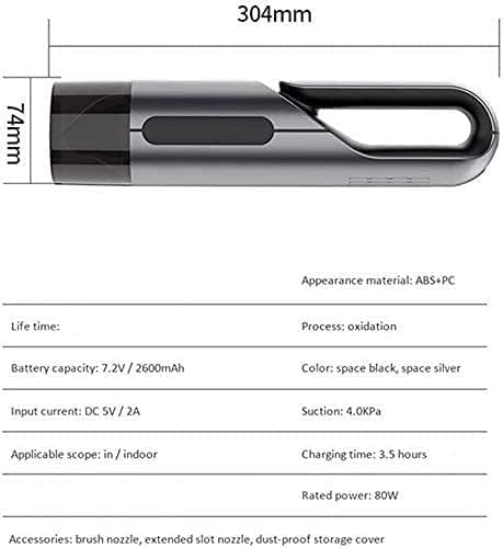 Handheld Vacuum Cordless, Rechargeable Car Vacuum, Portable Hand Held Vacuum for Home and Car Cleaning (Color : Silver)