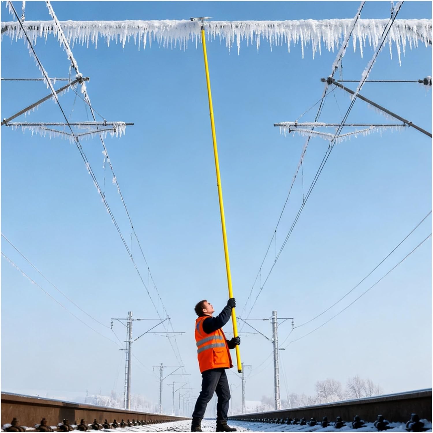 AMUFJJ Extra-Long Ice Scraper Insulation Pole 20ft, High-Voltage Lines Towers/Power Plants/Workshops Ice Snow Frost Removal Shovel Stick Tool