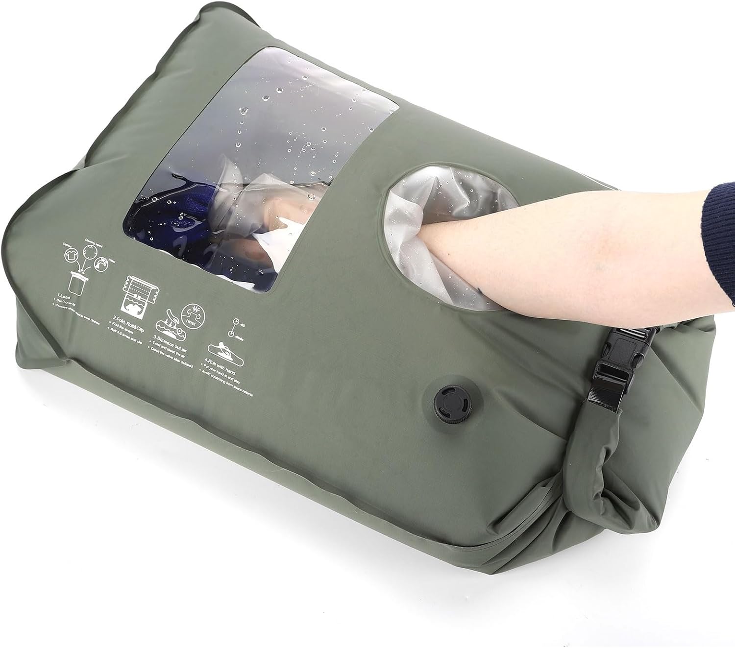 Portable Washing Machine for Camping RVing Travel Laundry Solution Washbag Kid Clothes Manual Washer Camp Dry Bags Self-sufficient Hand Wash Bag Backpacking Traveller RV Adventures Essential