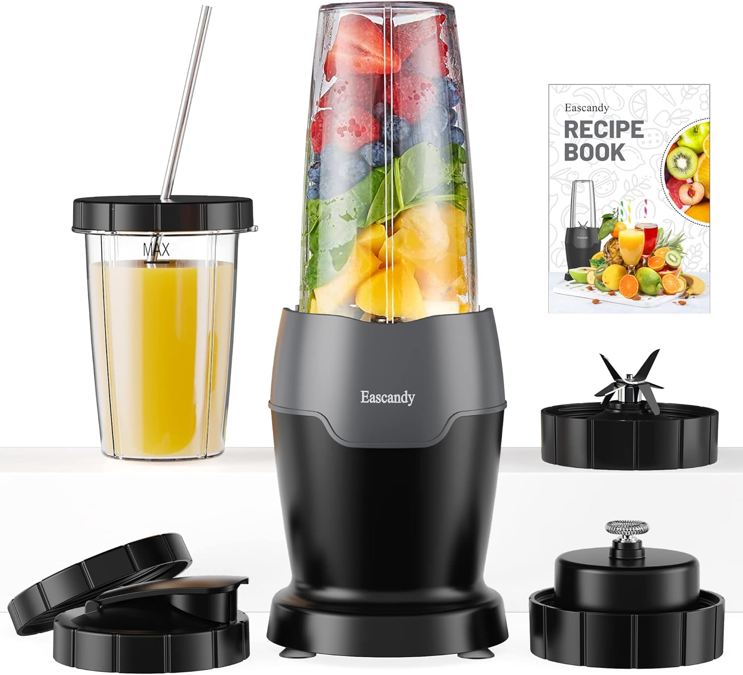 Real 900 Watts Smoothie Blender for Shakes and Smoothies with Milk Frother, 12 in 1 Set Personal Blender, Germany Stainless Steel Blades Smoothie Maker with 2 Tritan Sport Cups