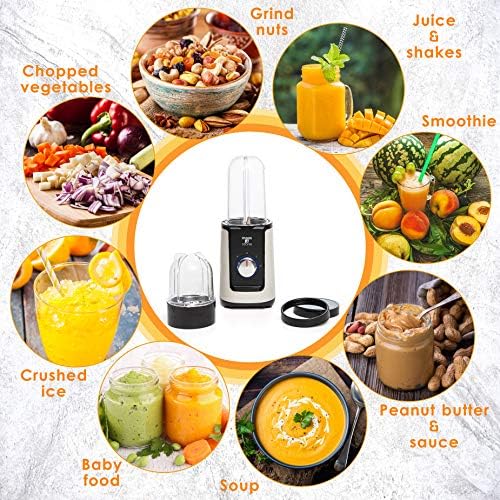 Moss & Stone MiniSmoothie Blender, Compact Personal Blender with Additional Cups Bullet Shape For Frozen Drinks, To-Go Portable Cups with Lids, Juice & Smoothie Maker