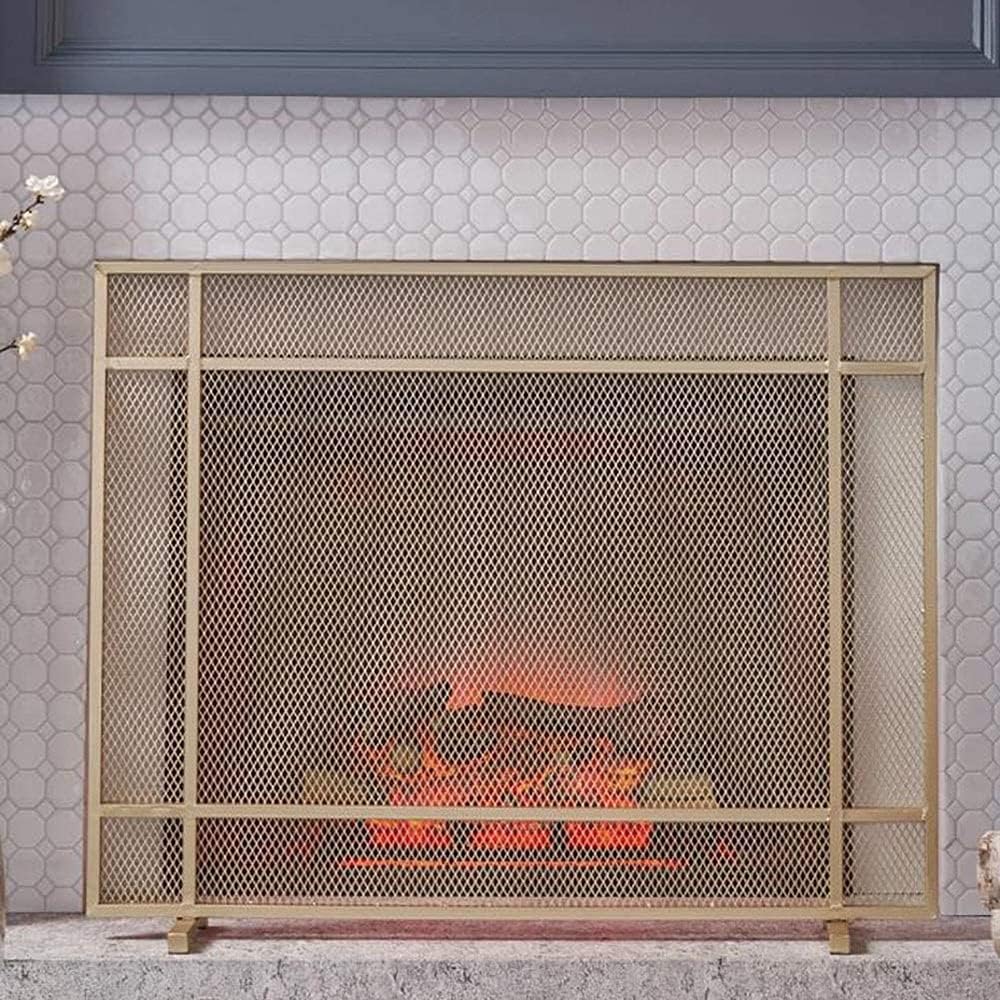 Mesh Fireplace Screen Guard, Freestanding Spark Guard for Open Fireplaces, Stoves & Grills - Stylish 100cm x 24cm x 80cm Safety Panel for Home Décor