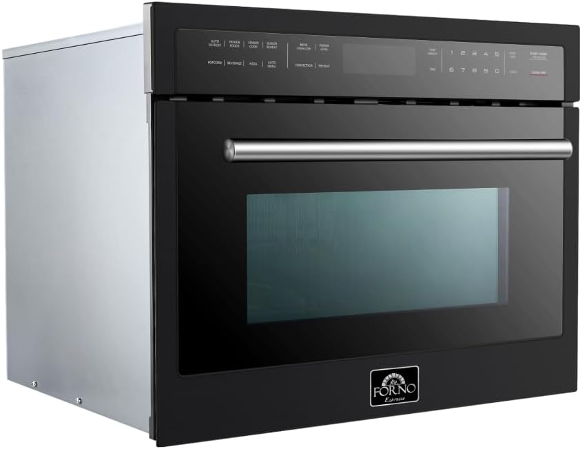 FORNO Oliena Espresso Black 24″ 1750 Watt Compact Oven & 1000 Watt Microwave, 1.6 cu. ft.
