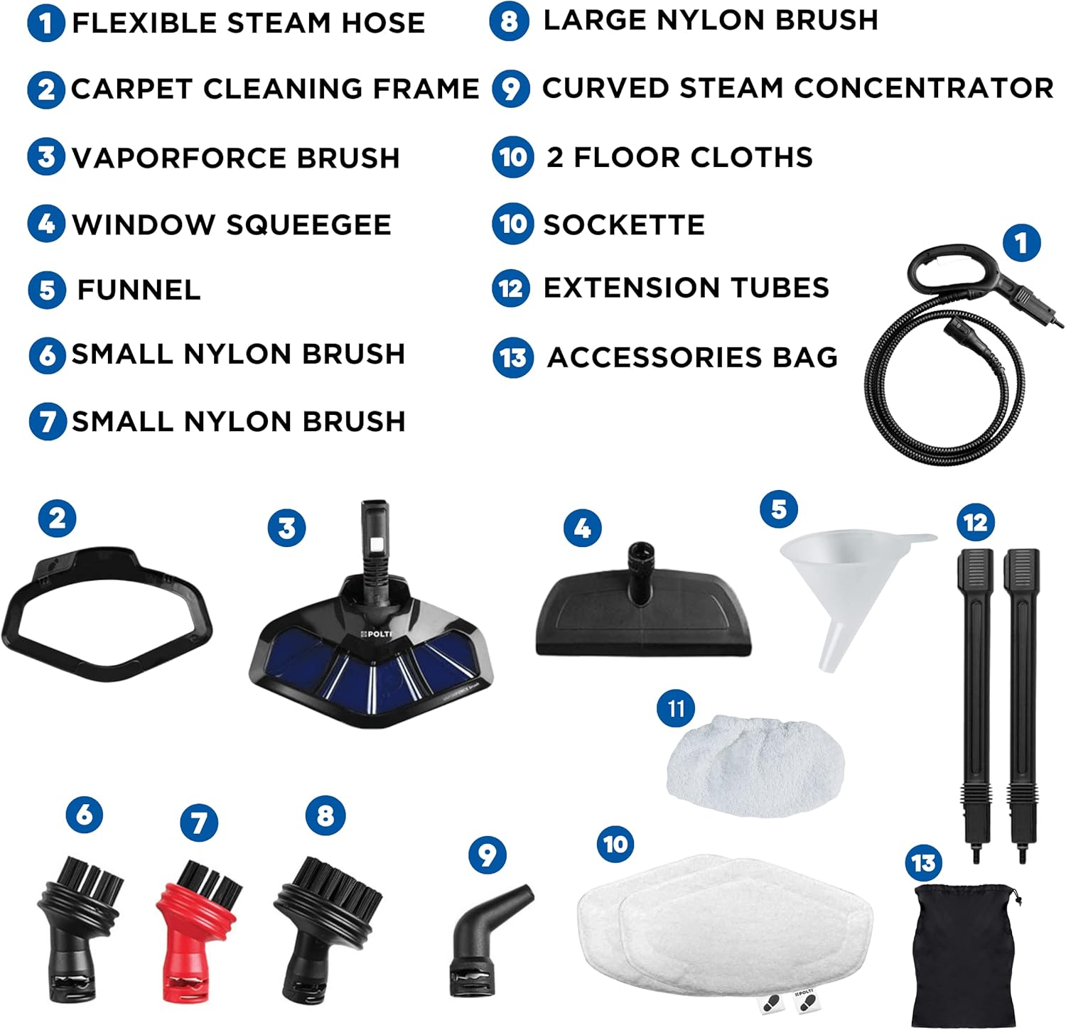 POLTI Vaporetto Smart Steam Mop and Steam Cleaner for Cleaning and Sanitizing with 12 Attachments Works for Tile Floor with Grout, Carpet, Car Detailing, Hardwood, & Furniture 1 Year Warranty