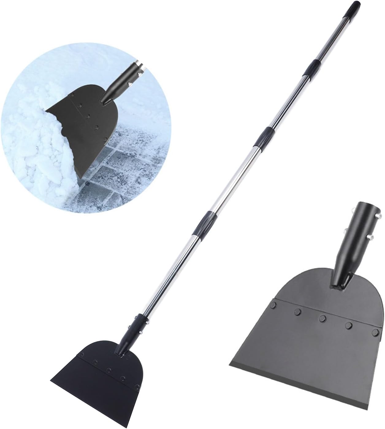 Steel Sidewalk Ice Scraper, Flat Shovel Snow Shovel, 67 inch Snow Ice Chopper for Walkway, Ice Removal Tool for Road Outdoor Garden Scraper, Driveway Weeding Tool