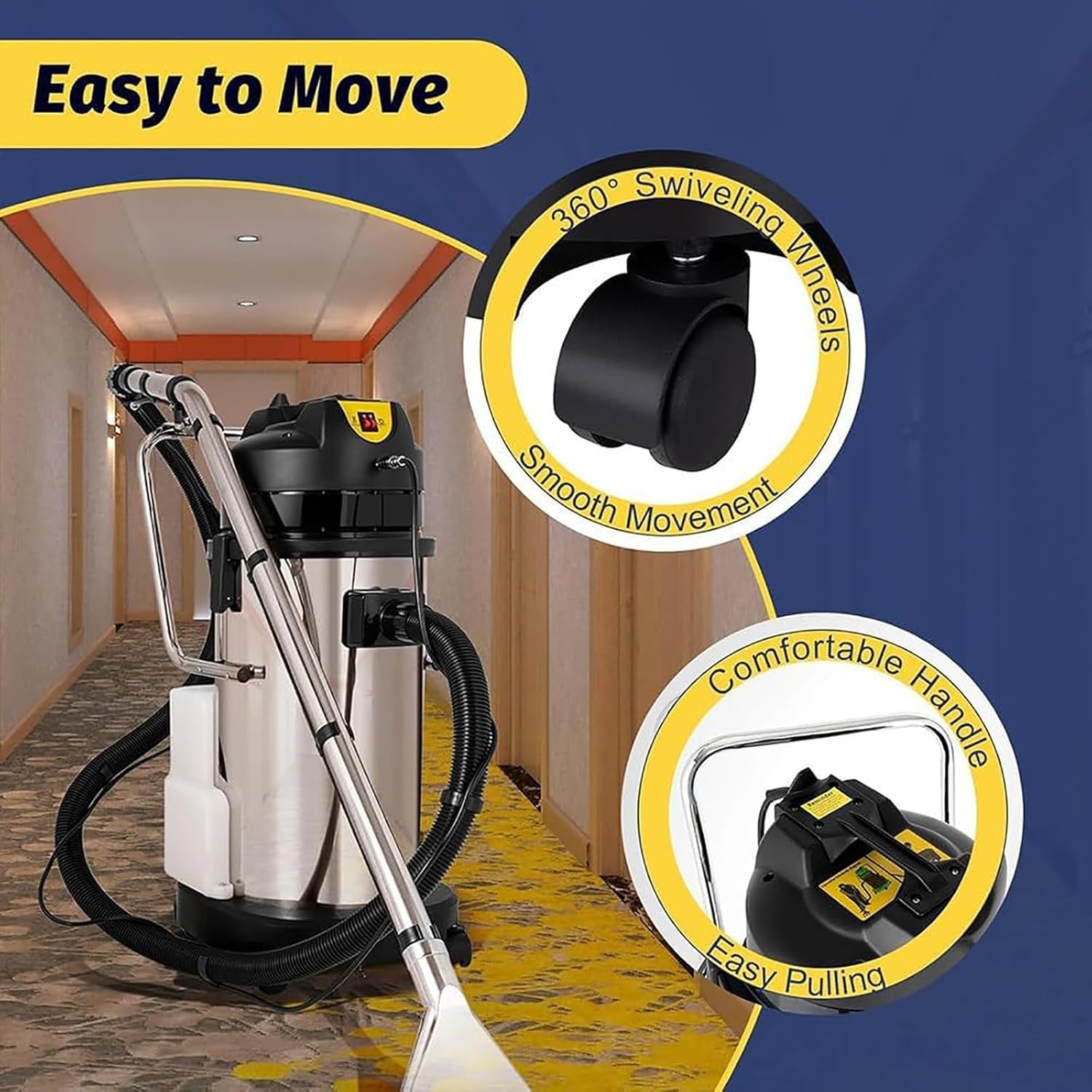 Commercial Carpet Cleaning Machine, 3-in-1 Multi-Purpose Wet Dry Carpet Cleaner Machine, Dual Water Tanks, Ideal for Hotels Offices Auto Detailing Floor Sofa Curtains Deep Cleaning(40L)